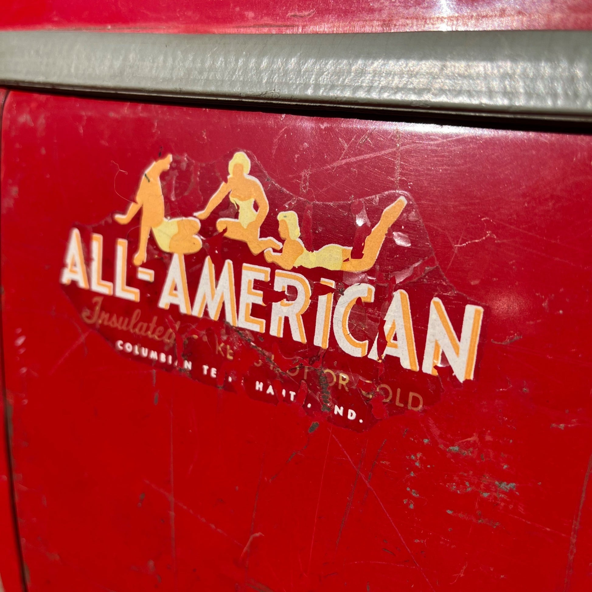 Rare Vintage Picnic All-American Cooler Ice Box Red Picnic Insulated Advertising