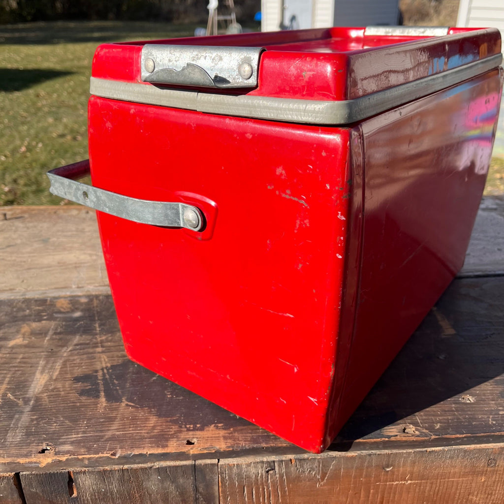 Rare Vintage Picnic All-American Cooler Ice Box Red Picnic Insulated Advertising