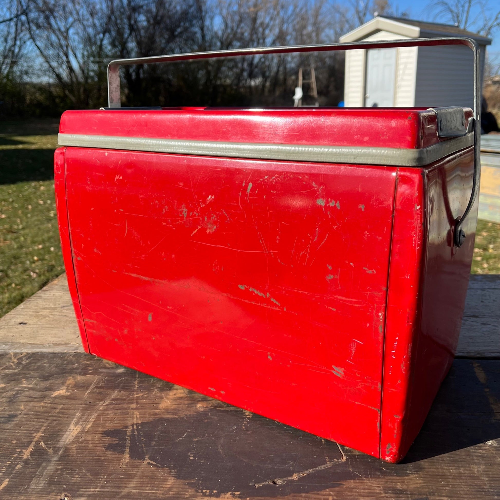 Rare Vintage Picnic All-American Cooler Ice Box Red Picnic Insulated Advertising