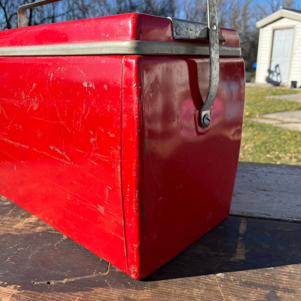 Rare Vintage Picnic All-American Cooler Ice Box Red Picnic Insulated Advertising