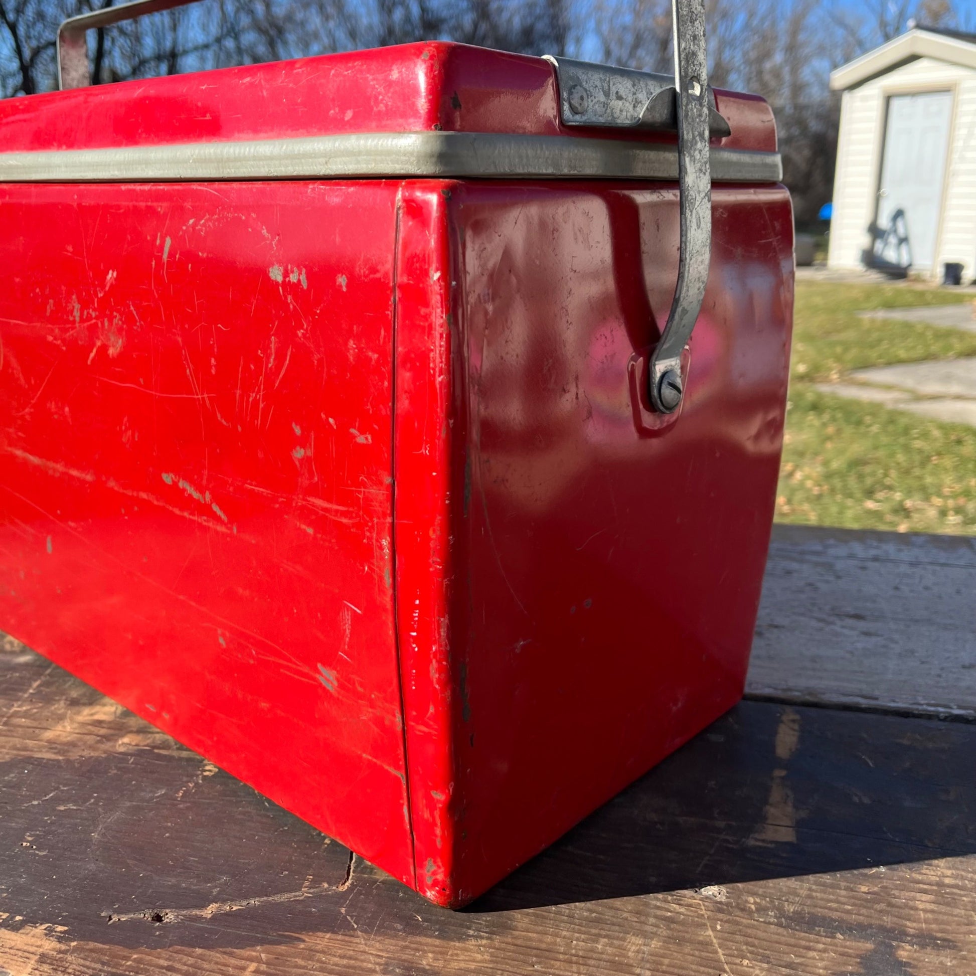 Rare Vintage Picnic All-American Cooler Ice Box Red Picnic Insulated Advertising