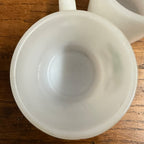 Vintage (2) Glasbake Milk Glass Vegetable Harvest Pattern Stackable Mugs