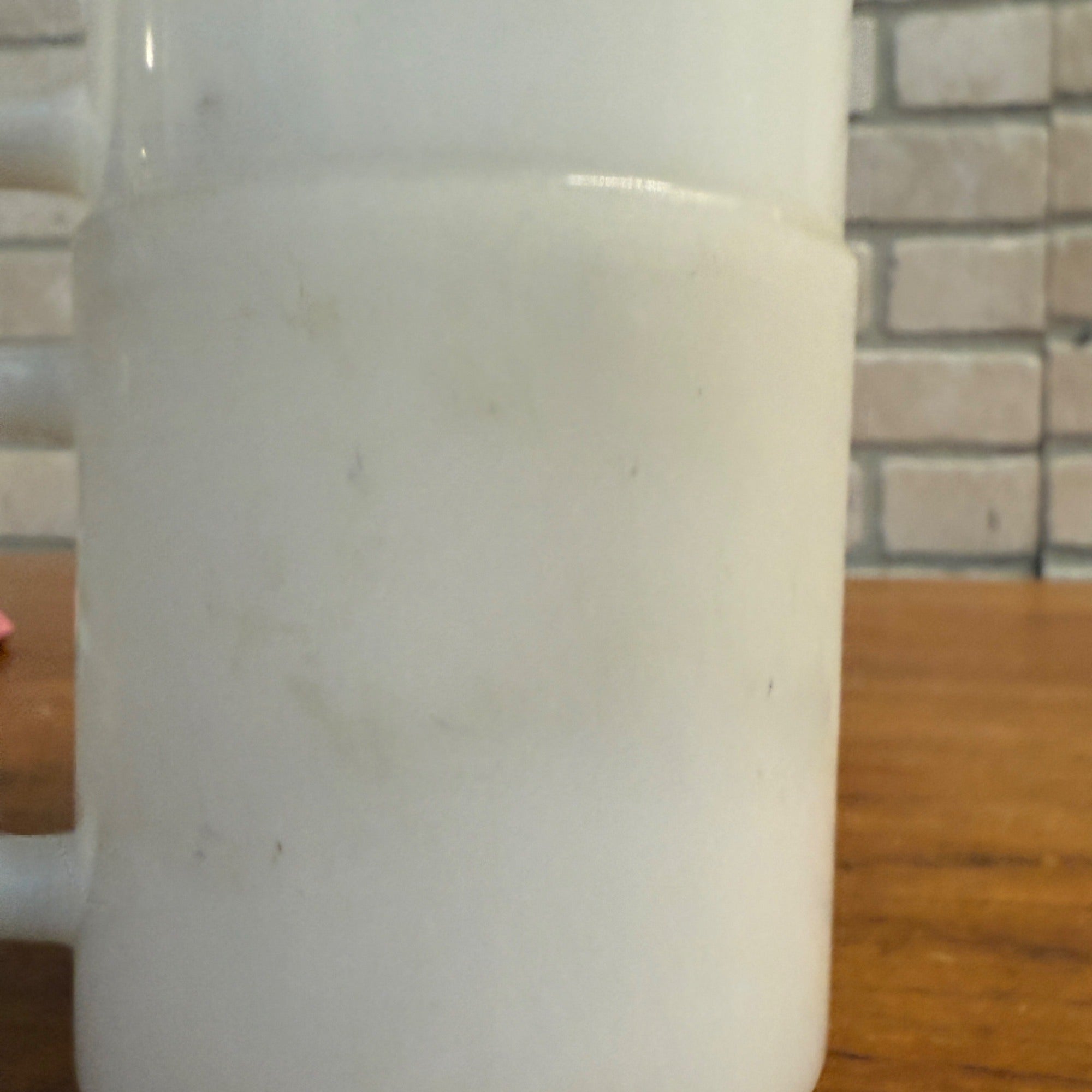 Vintage (2) Glasbake Milk Glass Vegetable Harvest Pattern Stackable Mugs