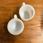 Vintage (2) Glasbake Milk Glass Vegetable Harvest Pattern Stackable Mugs