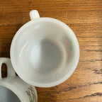 Vintage (2) Glasbake Milk Glass Vegetable Harvest Pattern Stackable Mugs