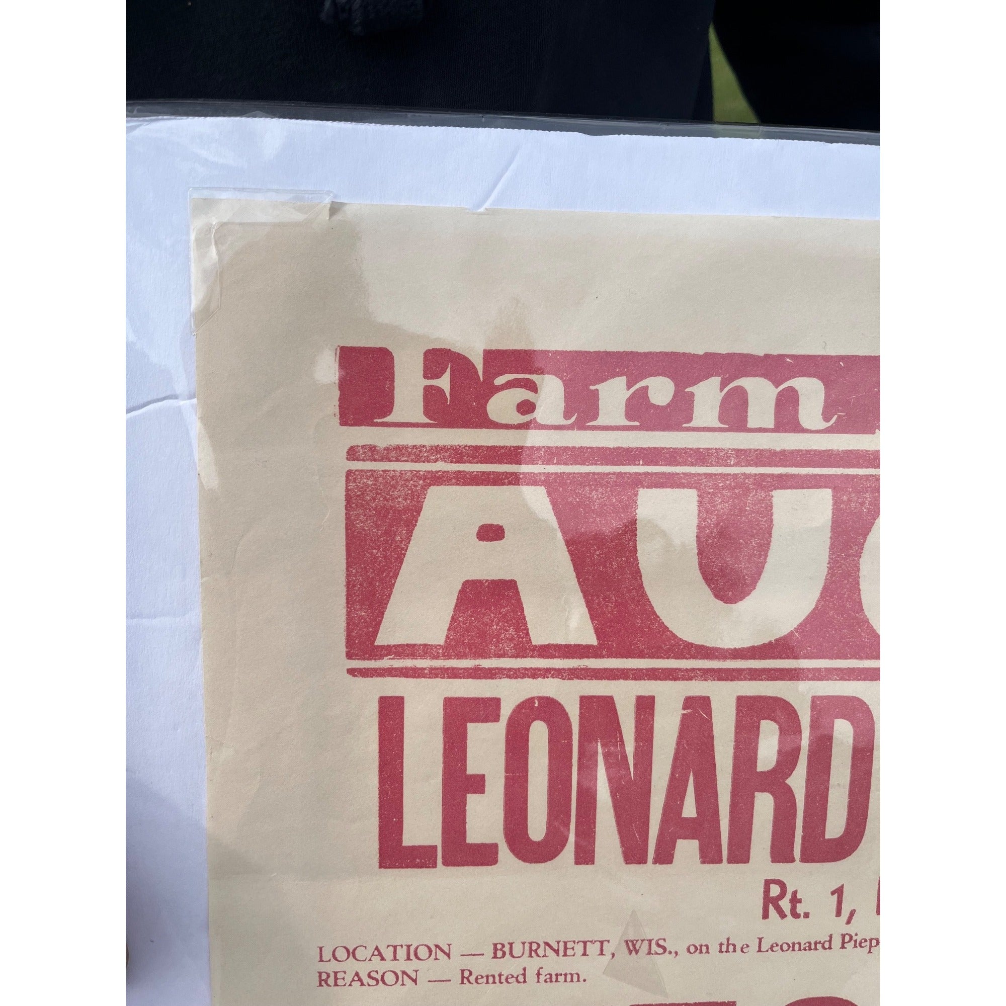 Vintage Wisconsin Farm Livestock Cow Auction Poster Sign Burnett Wis
