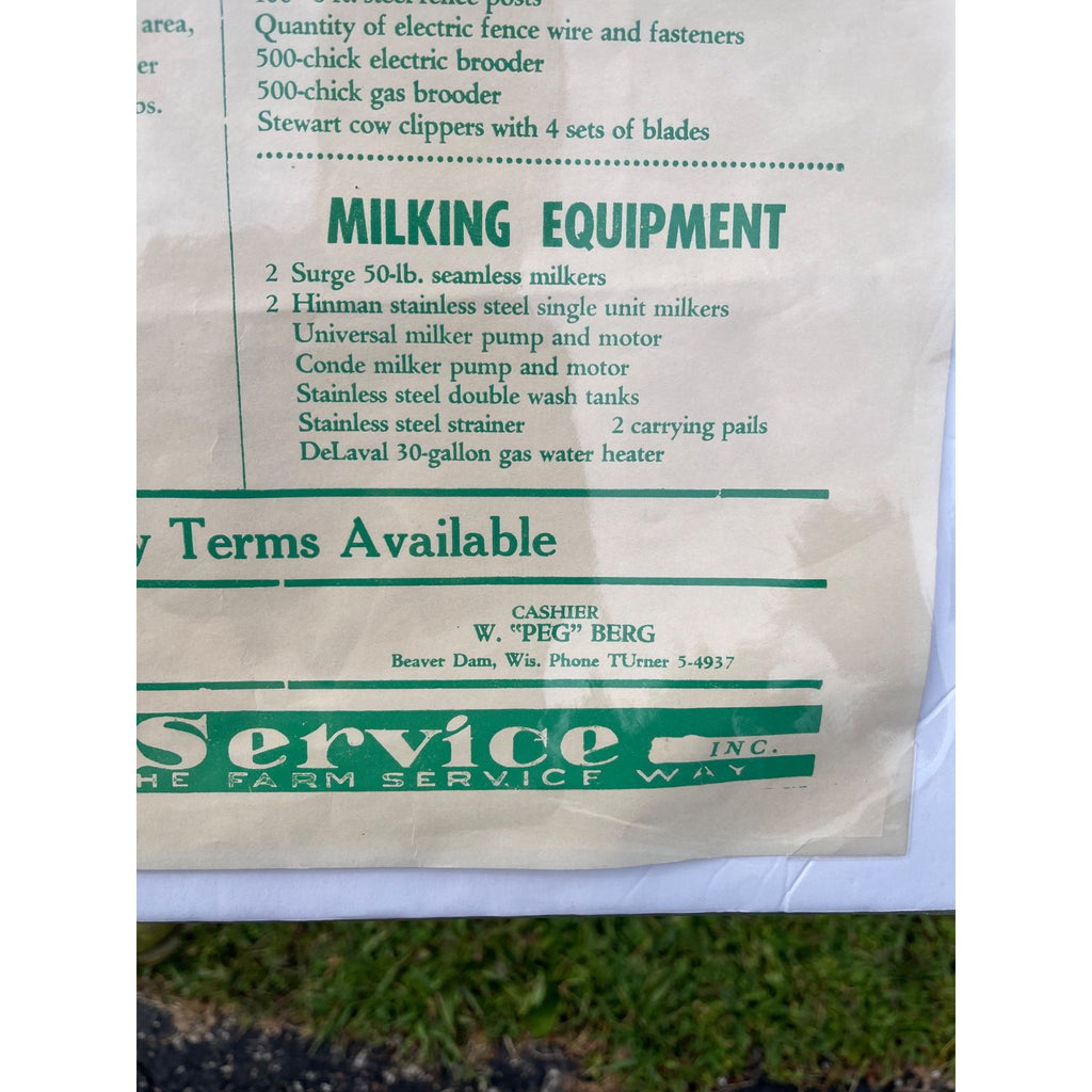 Vintage Wisconsin Farm Livestock Cow Auction Poster Sign Burnett Wis