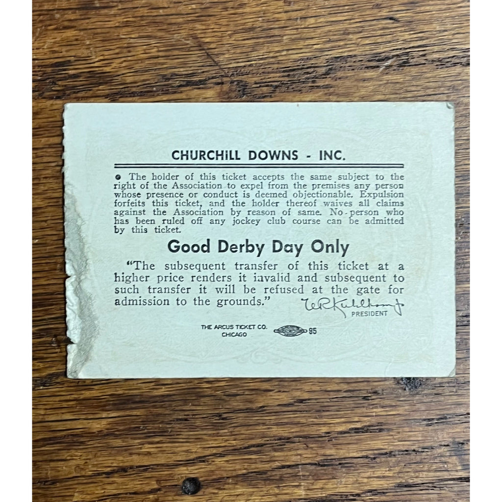 Original 1961 Churchill Downs Kentucky Derby Clubhouse Box Seat Ticket Vintage