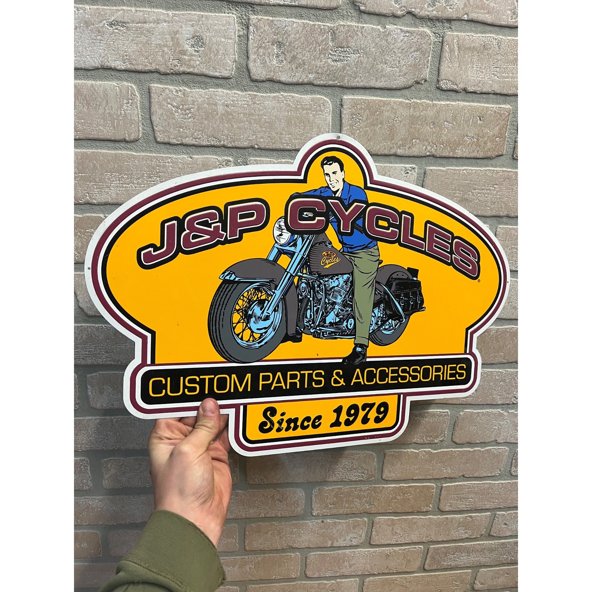 J & P Cycles Custom Parts And Accessories Since 1979 embossed Tin Sign