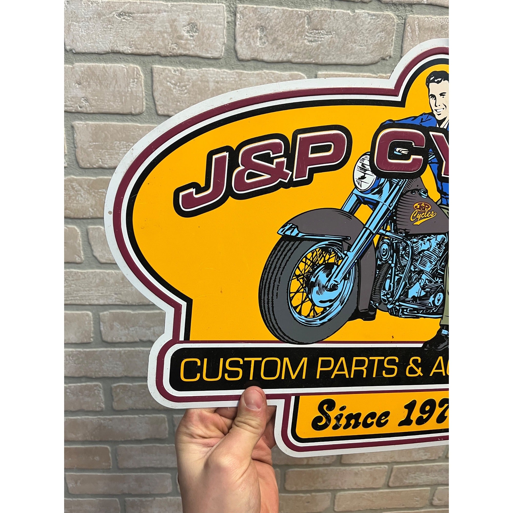 J & P Cycles Custom Parts And Accessories Since 1979 embossed Tin Sign