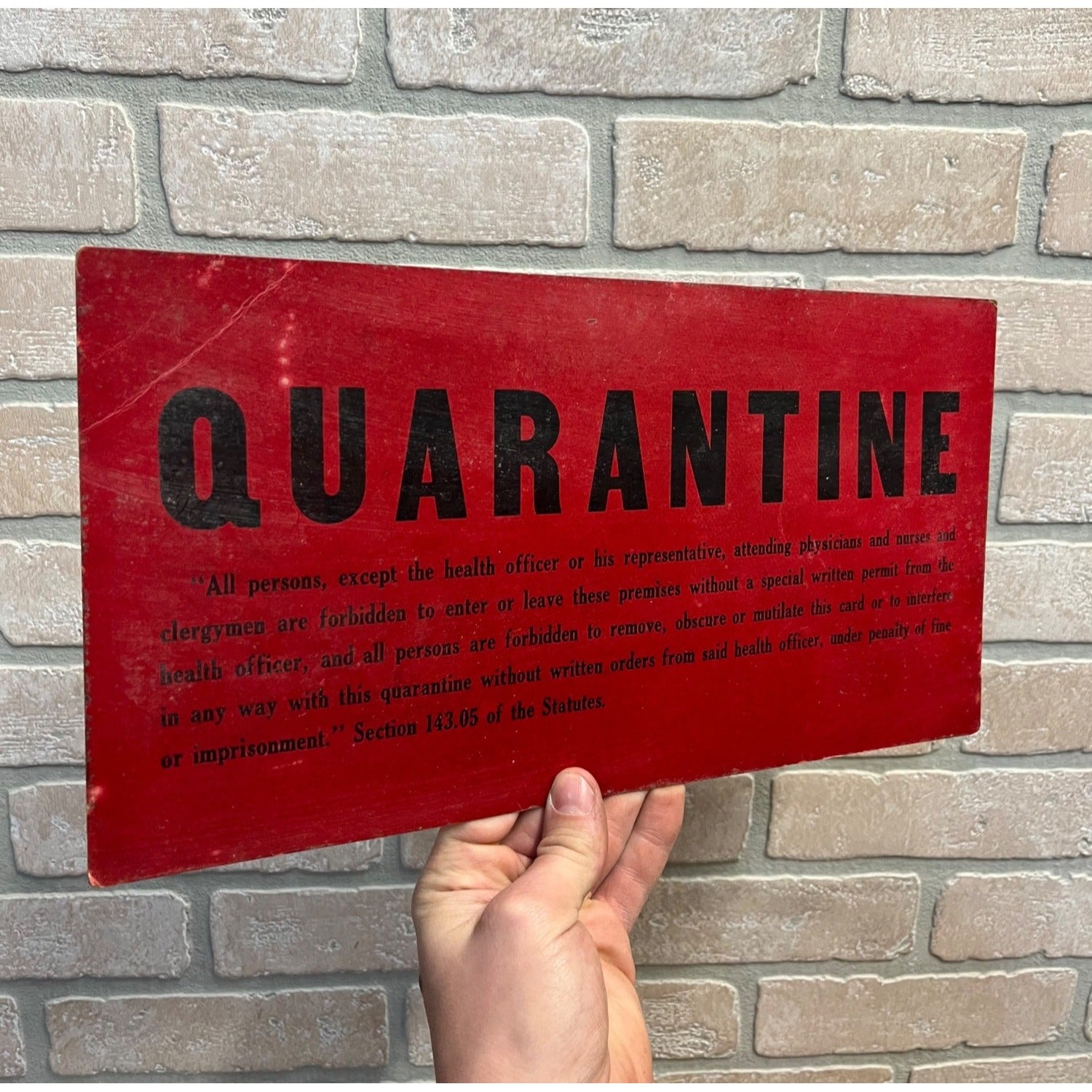 Original 1900s Quarantine Hospital Sign Smallpox, Diphtheria, and Scarlet Fever