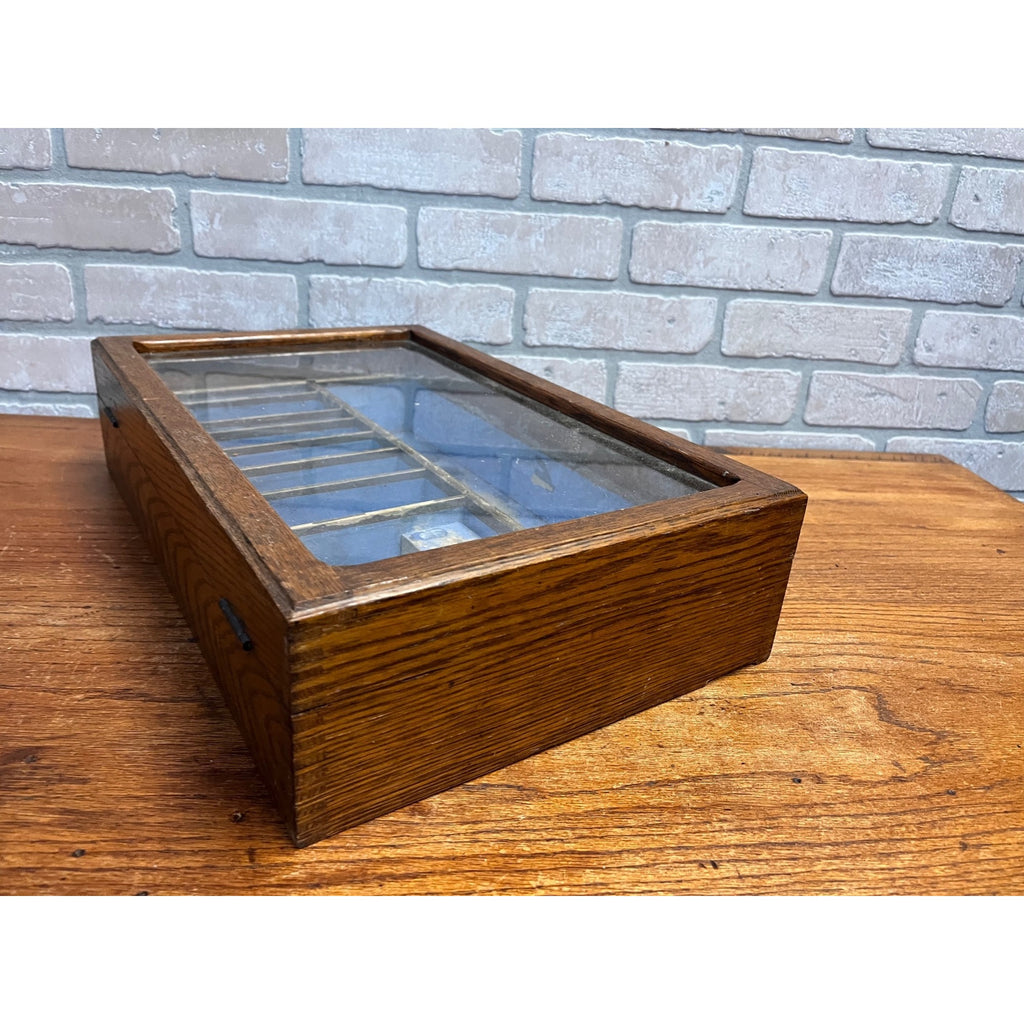 Antique Clarks ONT Spool Cotton Counter Oak Display Case Country Store Cabinet