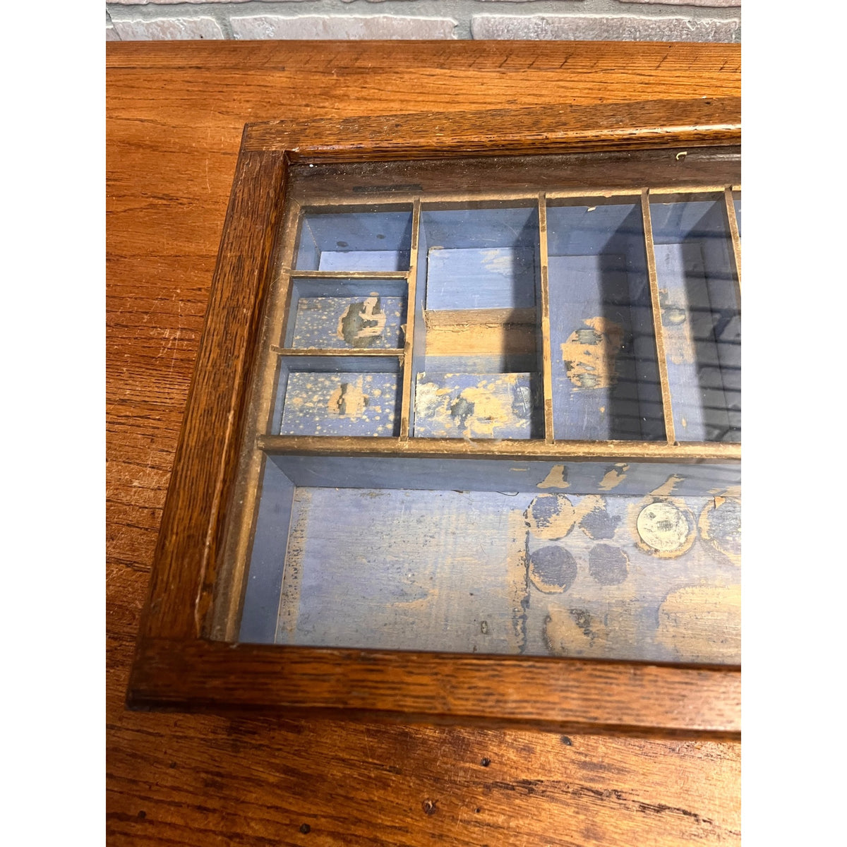 Antique Clarks ONT Spool Cotton Counter Oak Display Case Country Store Cabinet
