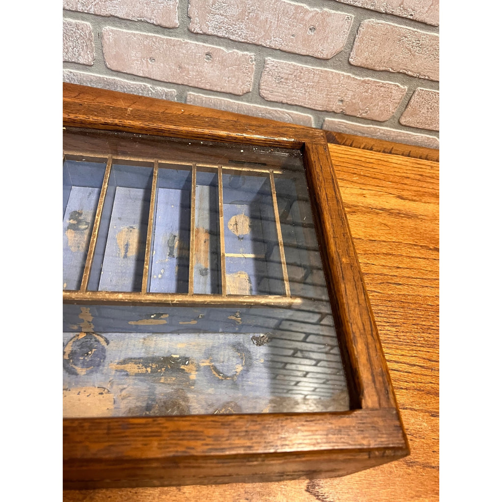 Antique Clarks ONT Spool Cotton Counter Oak Display Case Country Store Cabinet