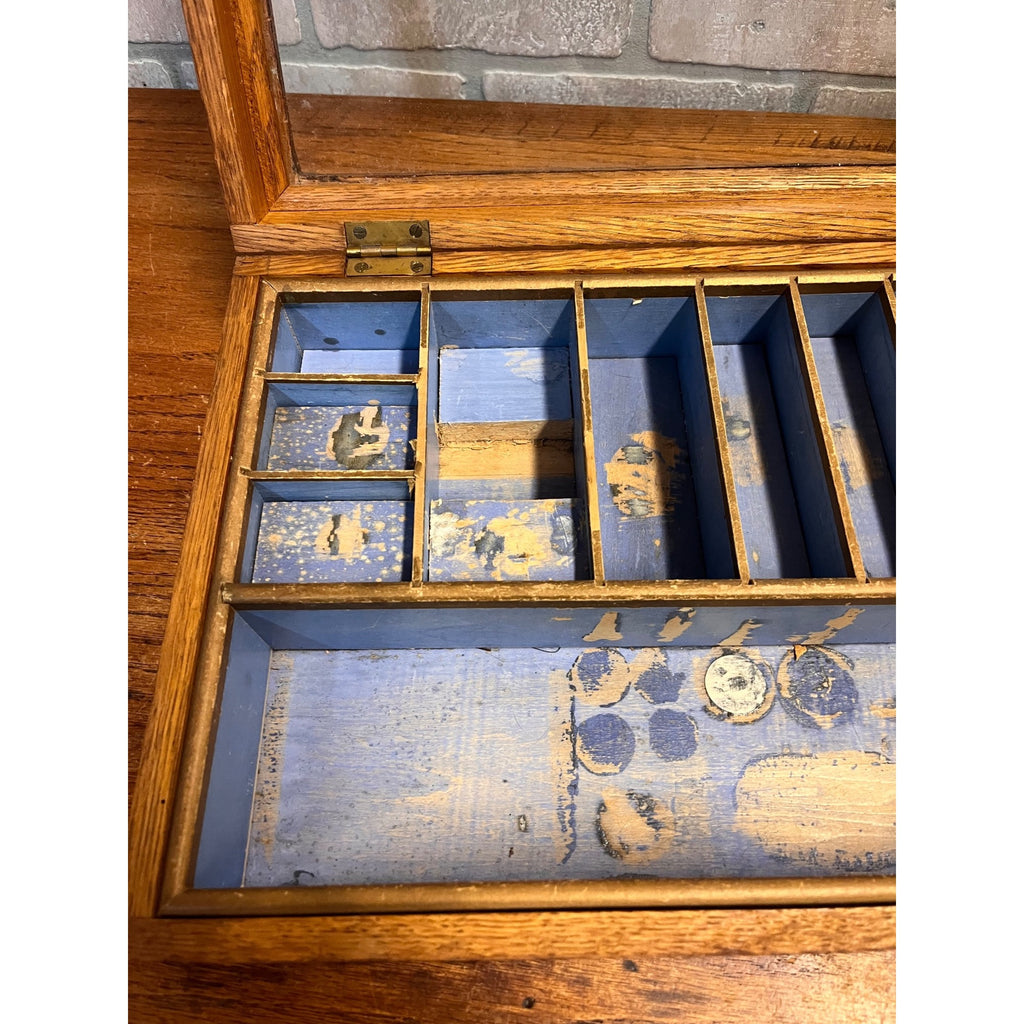 Antique Clarks ONT Spool Cotton Counter Oak Display Case Country Store Cabinet
