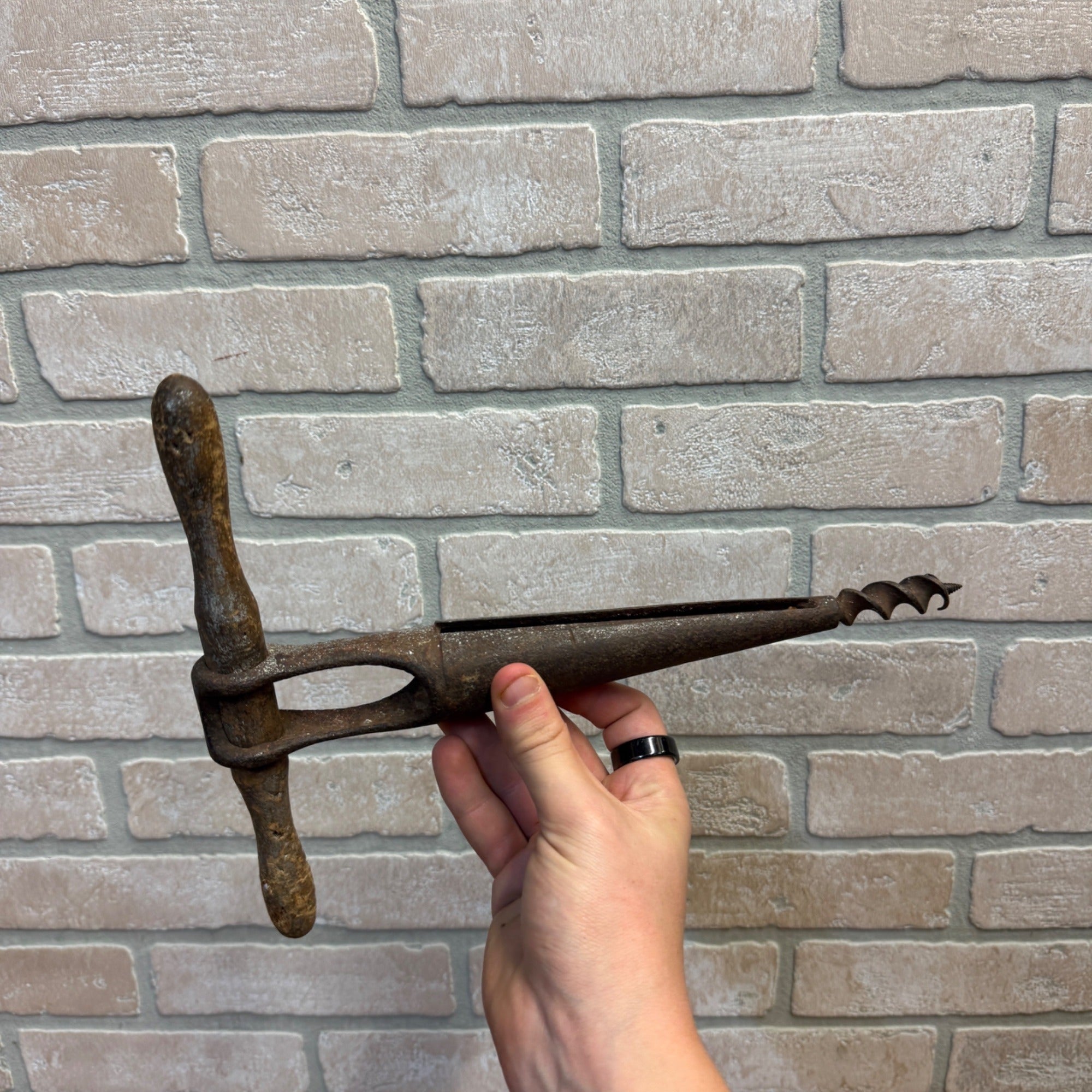 Vintage Hand Tool T-Handle Bung Hole Auger For Barrel or Keg Drilling Primitive Decor Distillery Winery