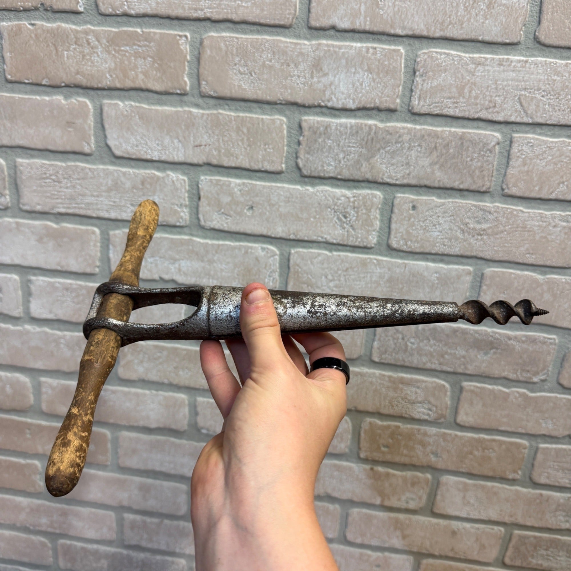Vintage Hand Tool T-Handle Bung Hole Auger For Barrel or Keg Drilling Primitive Decor Distillery Winery