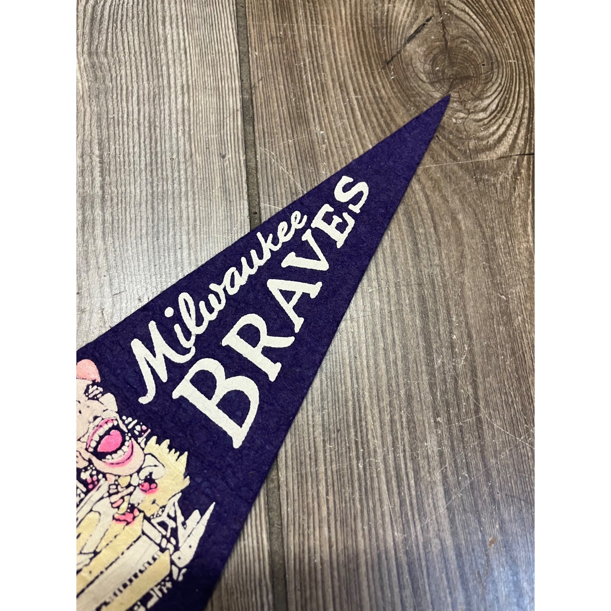 Vintage 1950s Milwaukee Braves Mini 12" Felt Pennant Flag MLB Baseball Indian