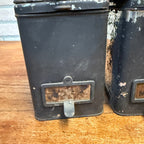 Lot of (4) 1900s Apothecary Seed Phenix Herb Can Druggist Storage Metal Bins Empty