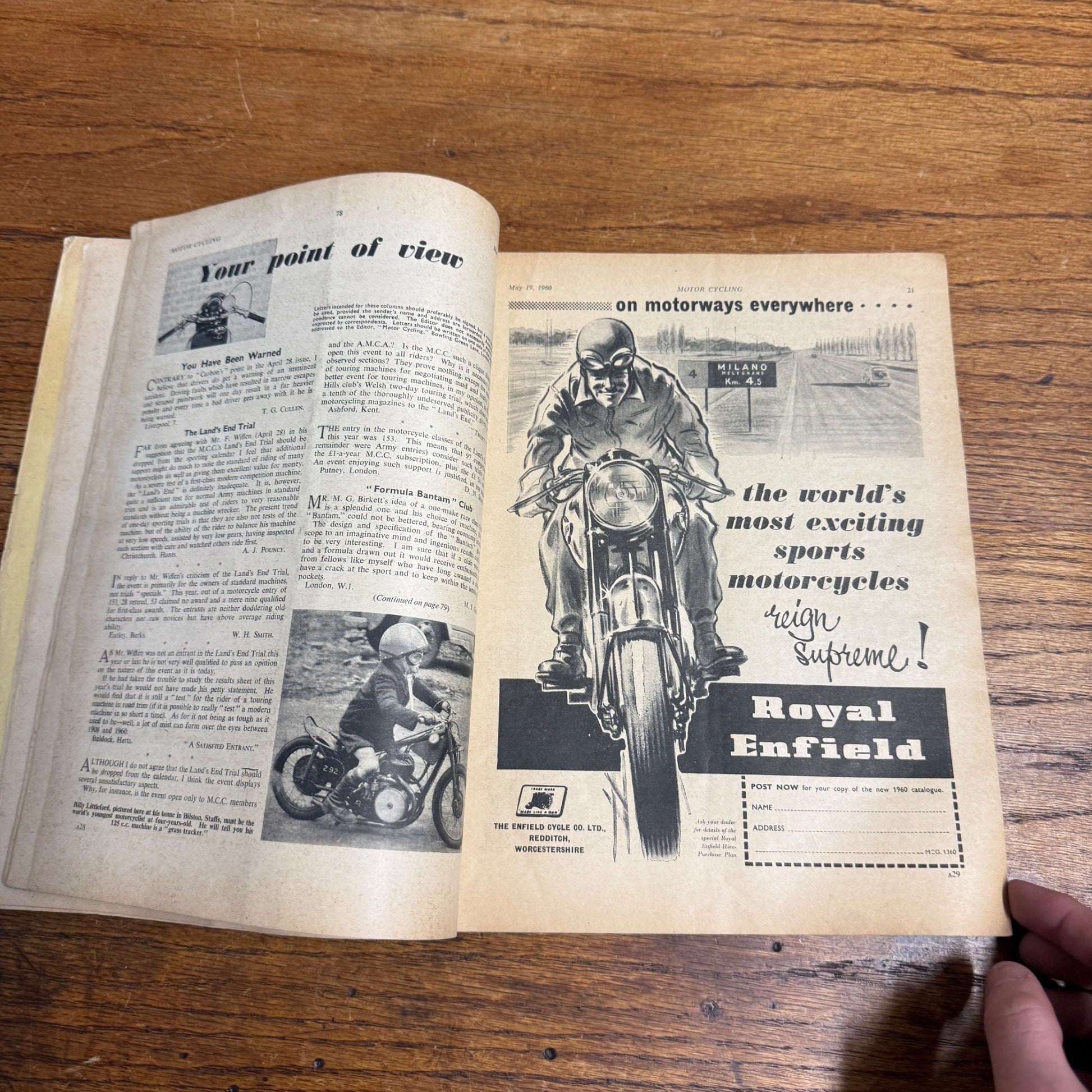 Vintage Motor Cycling Magazine May 1960 Triumph Thunderbird 650cc Motorcycling