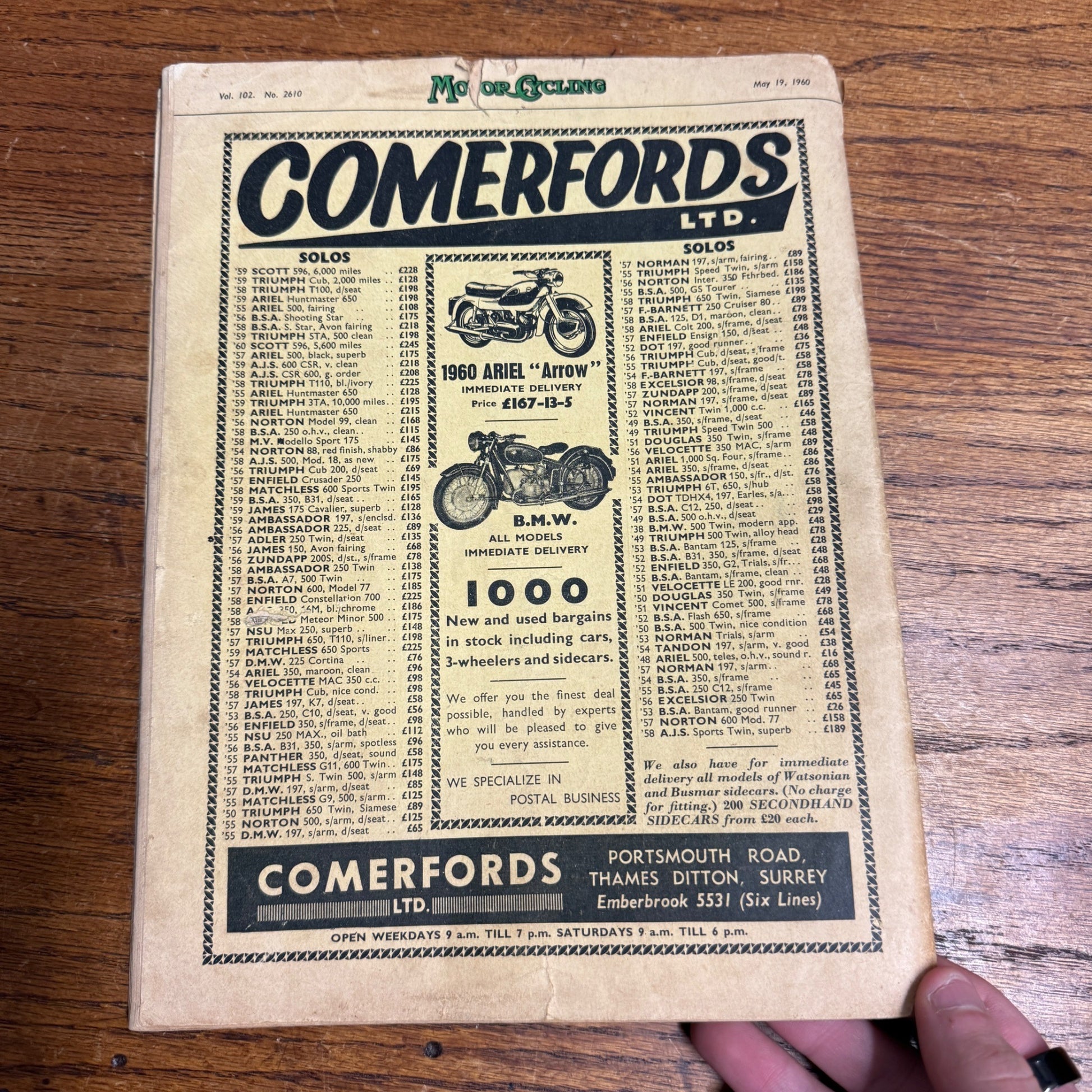 Vintage Motor Cycling Magazine May 1960 Triumph Thunderbird 650cc Motorcycling