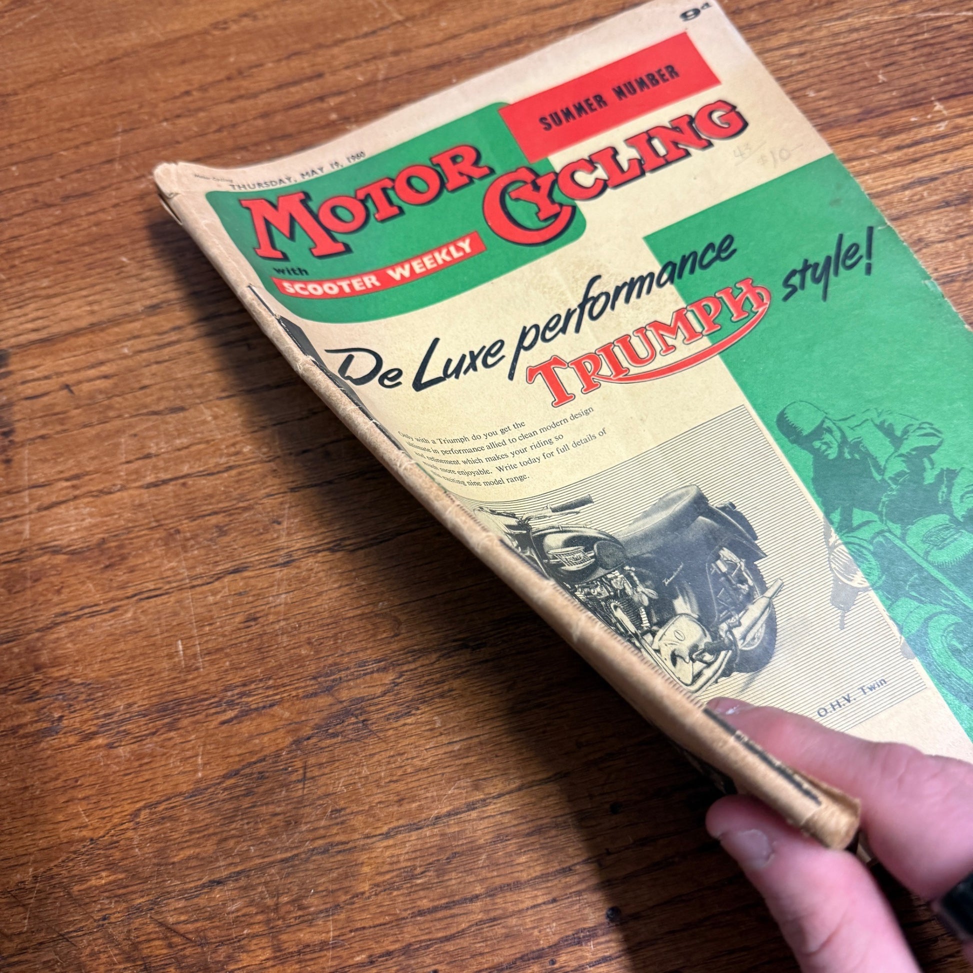 Vintage Motor Cycling Magazine May 1960 Triumph Thunderbird 650cc Motorcycling