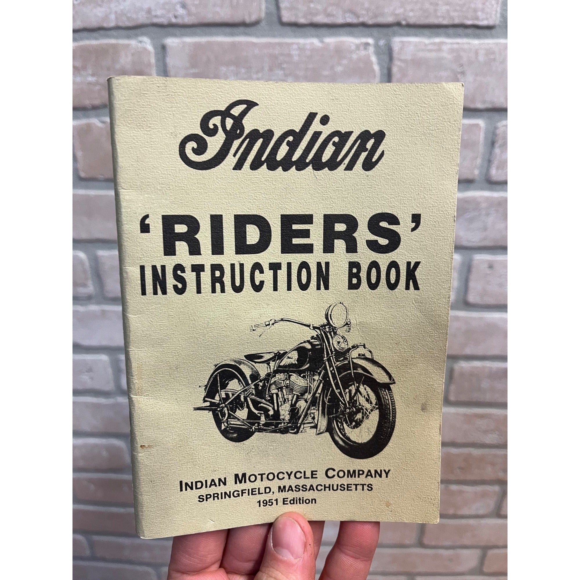 Indian Motorcycles Riders Instruction Book Reprint Reproduction 1951 Edition