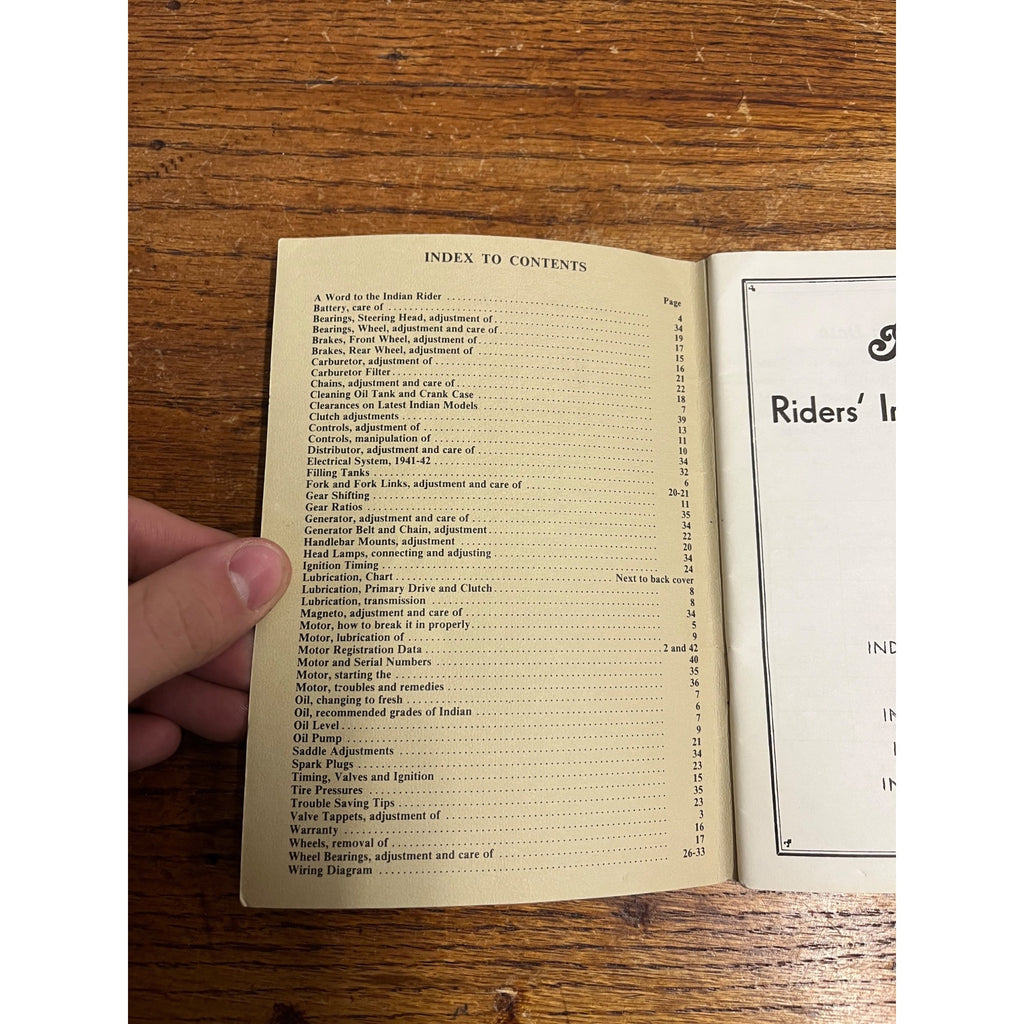 Indian Motorcycles Riders Instruction Book Reprint Reproduction 1951 Edition