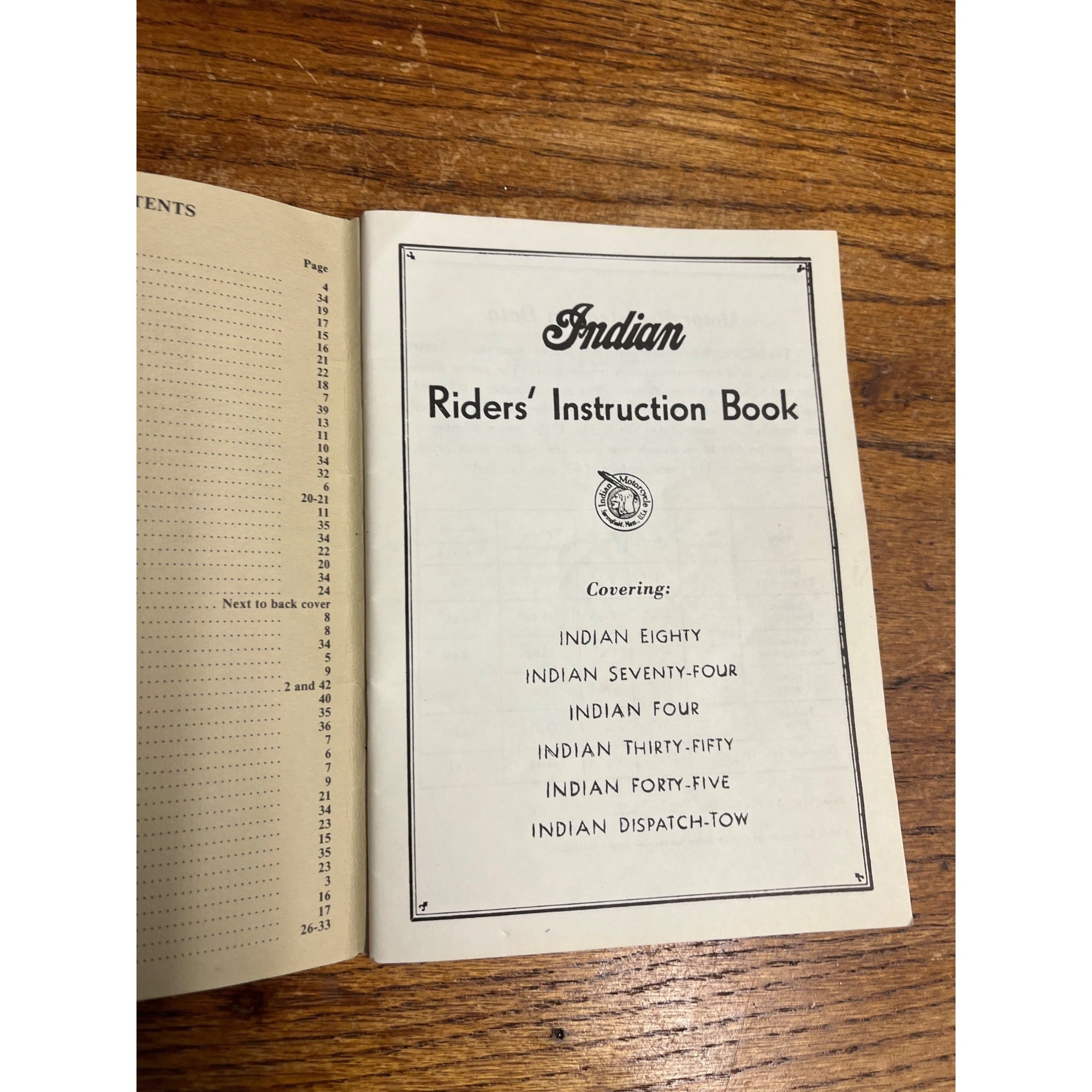Indian Motorcycles Riders Instruction Book Reprint Reproduction 1951 Edition