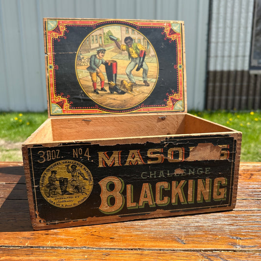 Early Mason's Blacking Early Litho Shoe Polish General Store Display Box Crate