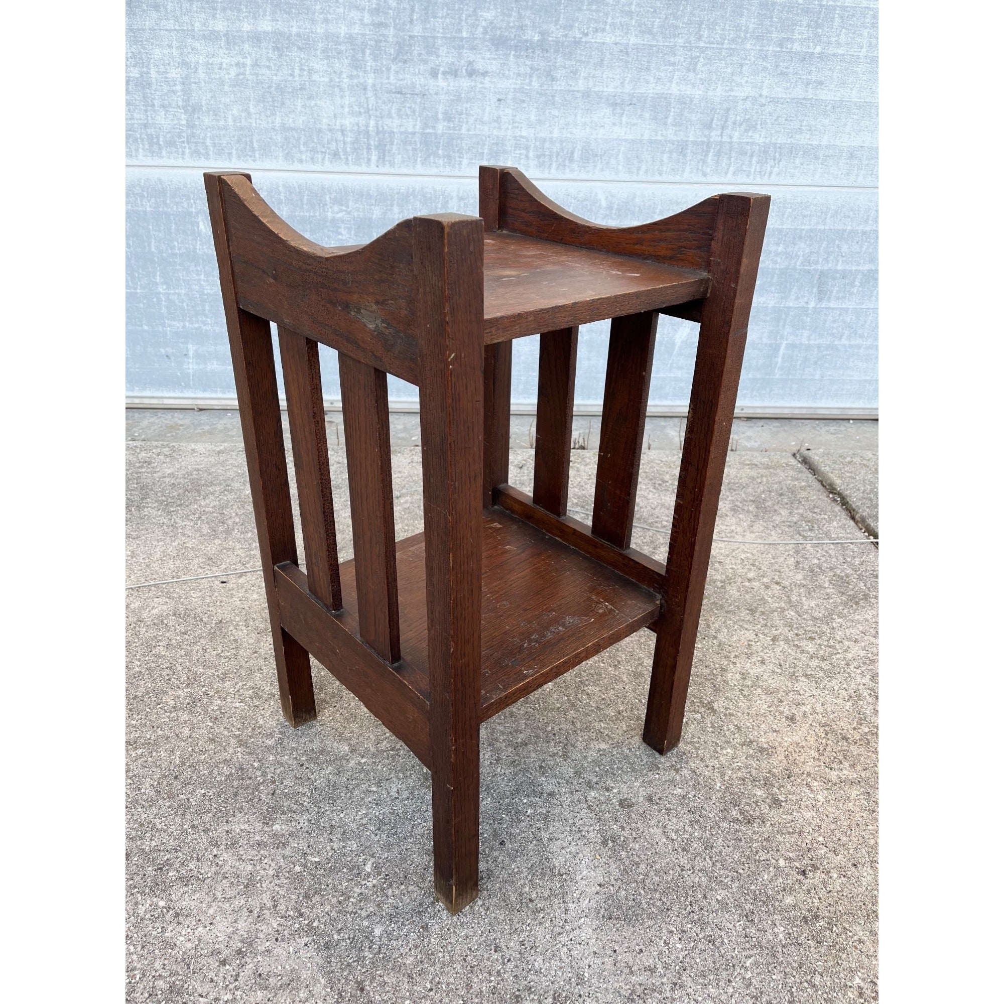 Vintage 1920s Arts & Crafts Style Two-Tier Side Table Lamp Night Stand Bedside