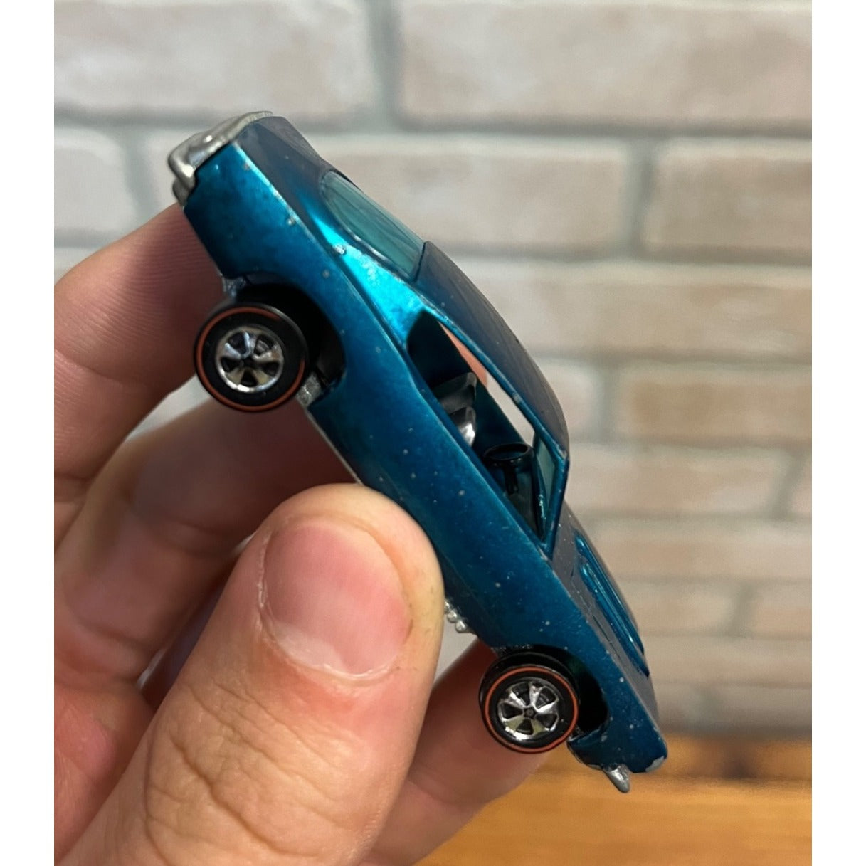 Vintage 1968 Hot Wheels Redlines Custom Barracuda Aqua Teal HK - Very Good