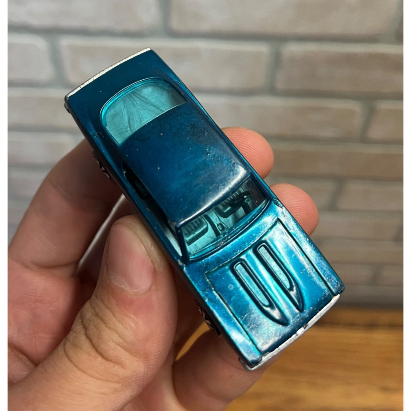 Vintage 1968 Hot Wheels Redlines Custom Barracuda Aqua Teal HK - Very Good