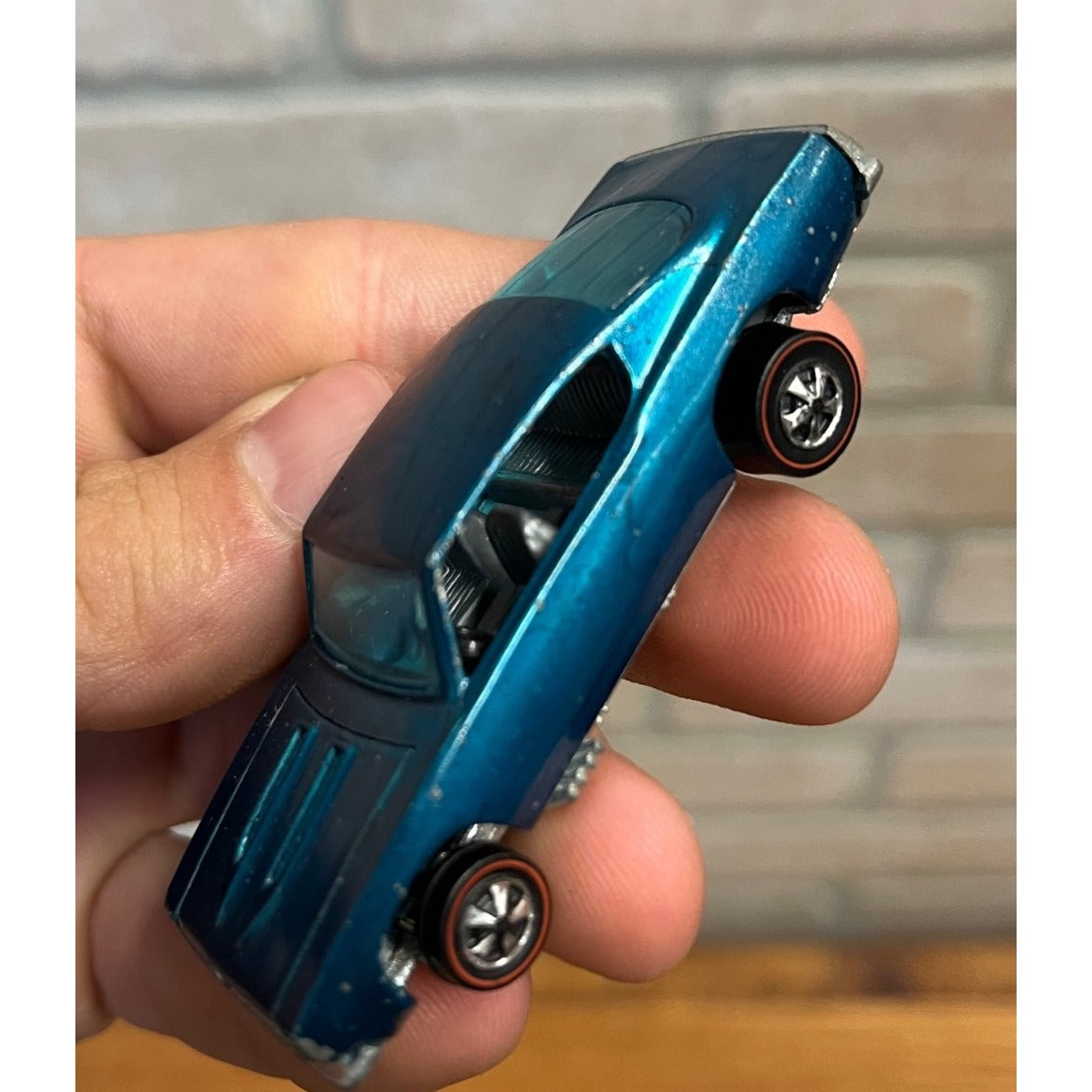 Vintage 1968 Hot Wheels Redlines Custom Barracuda Aqua Teal HK - Very Good