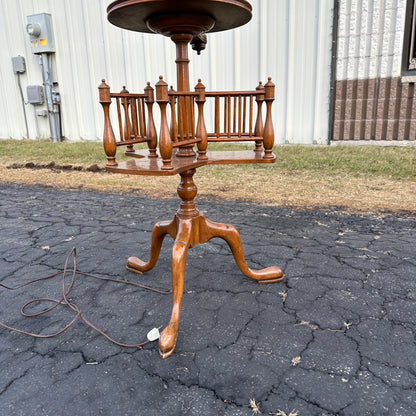 Vintage Mid Century Side End Table Lamp w/ Rotating Book Storage Bookshelf