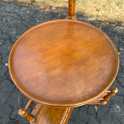 Vintage Mid Century Side End Table Lamp w/ Rotating Book Storage Bookshelf