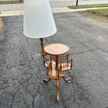 Vintage Mid Century Side End Table Lamp w/ Rotating Book Storage Bookshelf