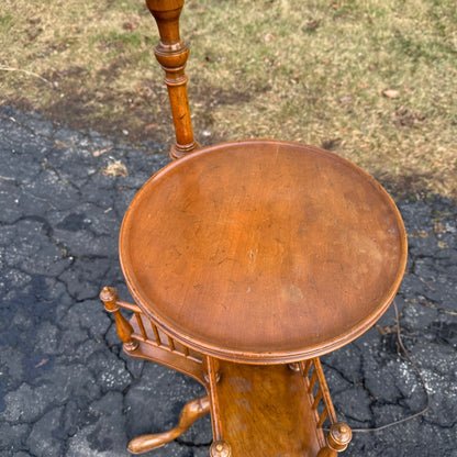 Vintage Mid Century Side End Table Lamp w/ Rotating Book Storage Bookshelf