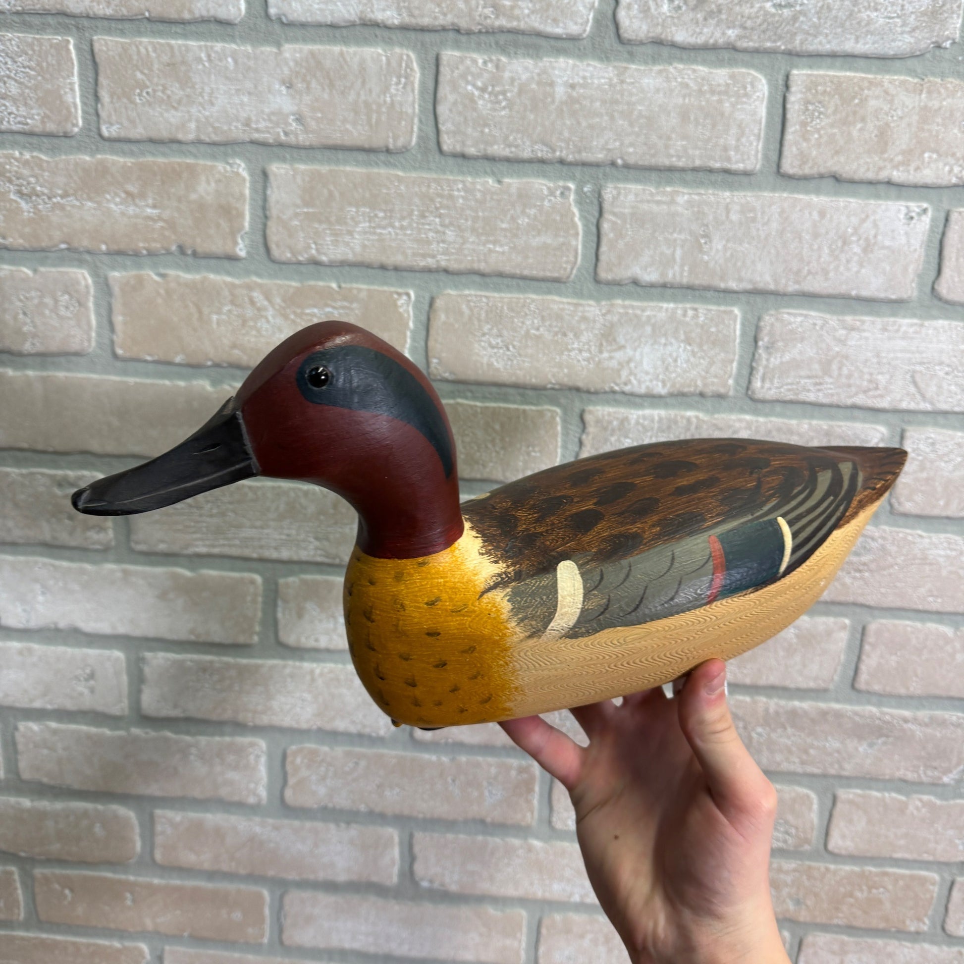 Vintage Jim Slack Signed  Pair Of Duck Green Wing Teal Decoys Wooden