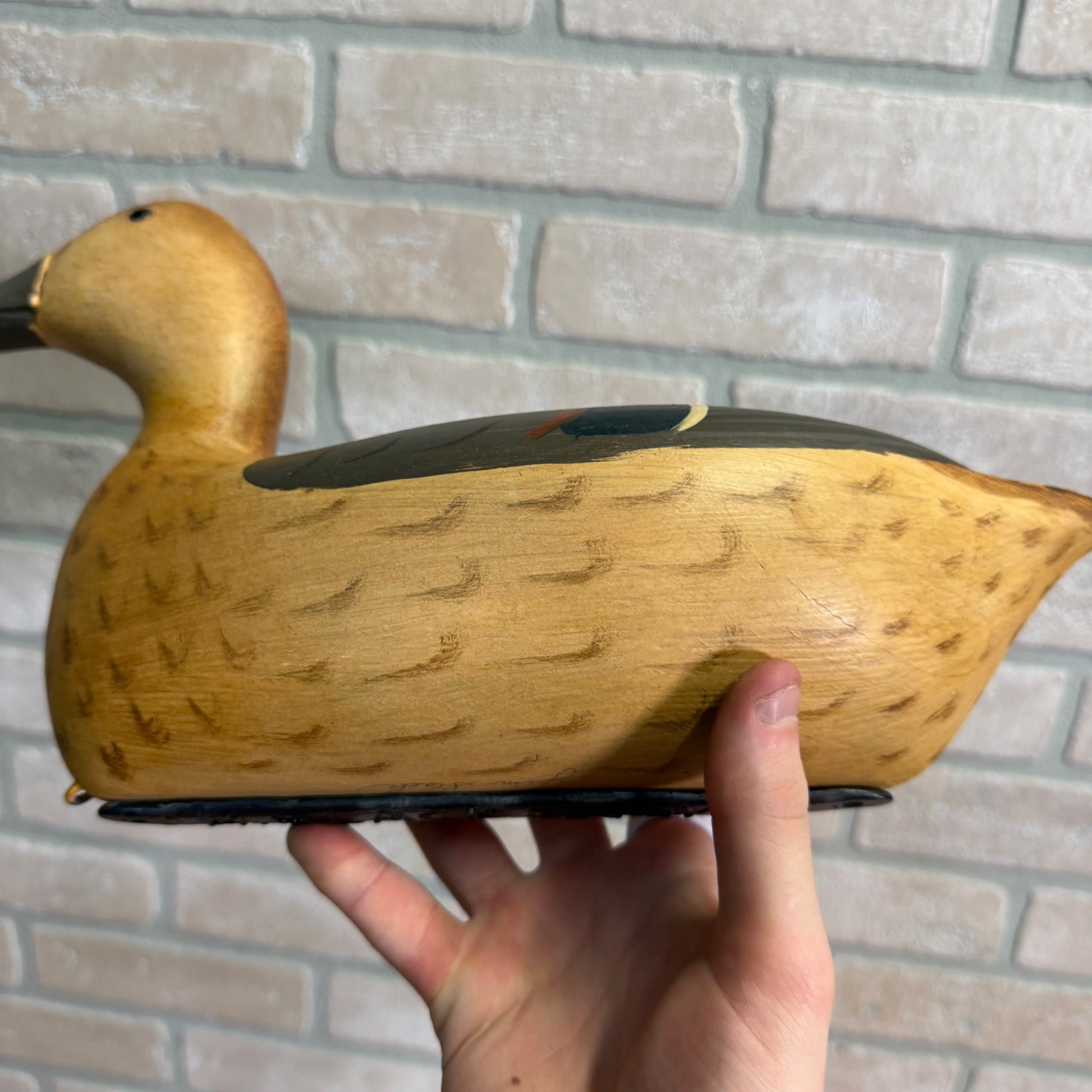 Vintage Jim Slack Signed  Pair Of Duck Green Wing Teal Decoys Wooden