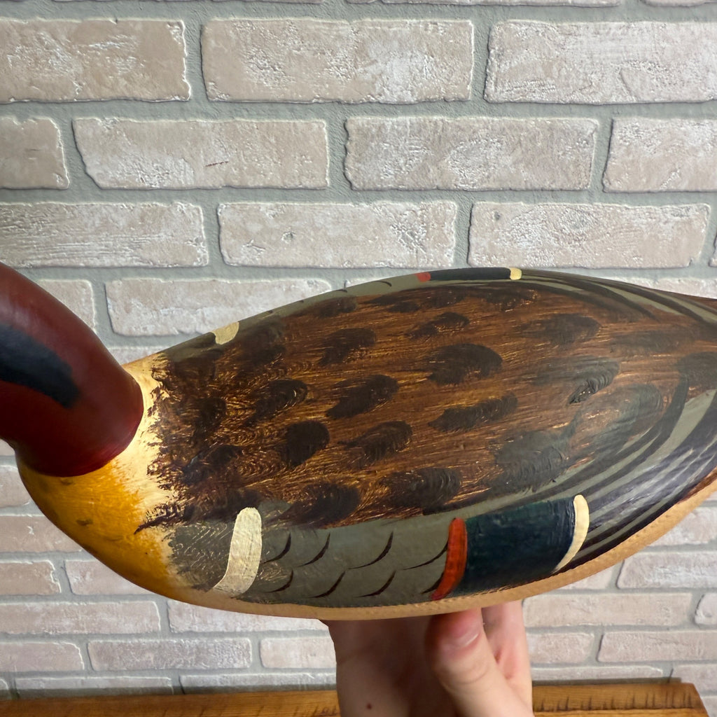 Vintage Jim Slack Signed  Pair Of Duck Green Wing Teal Decoys Wooden