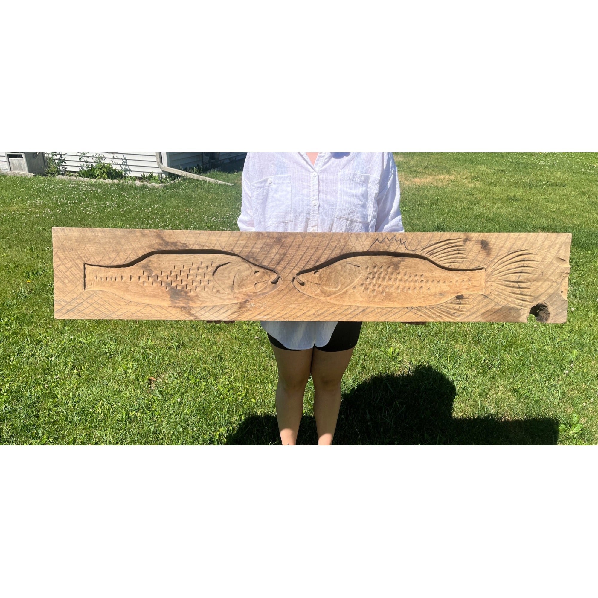 Antique Primitive 19th c. Fish Carved Wooden Pattern for Weathervanes