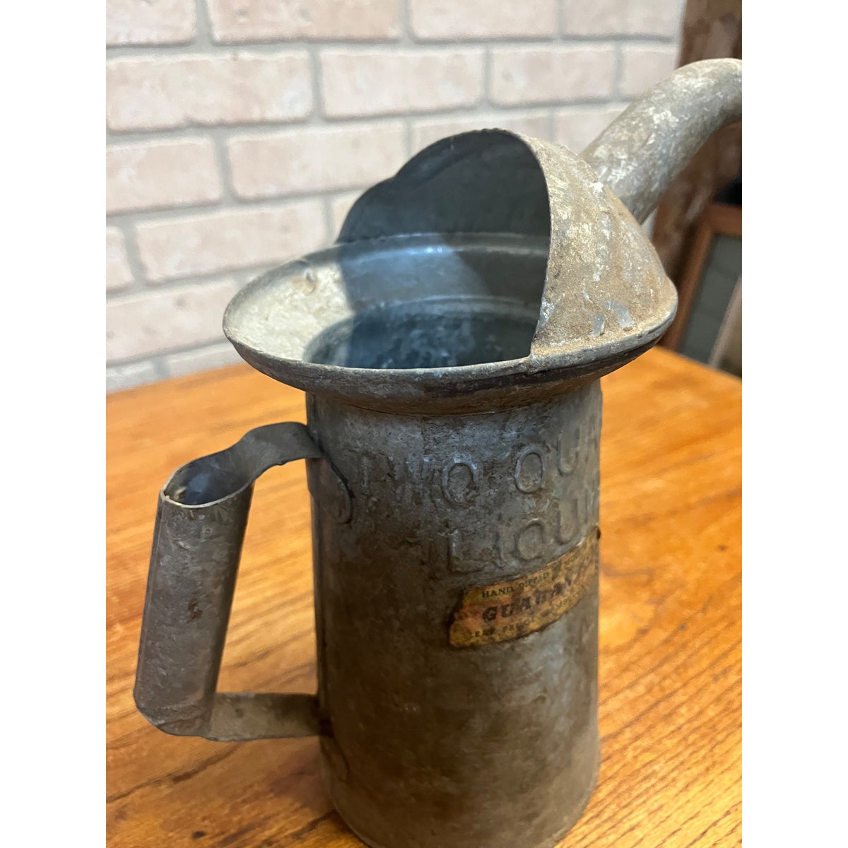 Vintage Galvanized Metal Oil Can With Pour Spout Two Quart (2) Size NYC- PA Approved Type Primitive Garage Decor