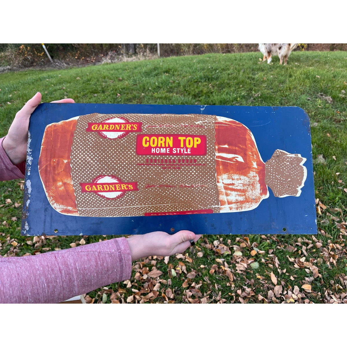 Vintage Gardners Bread Bakery Advertising Rack Sign Double Sided Madison WI