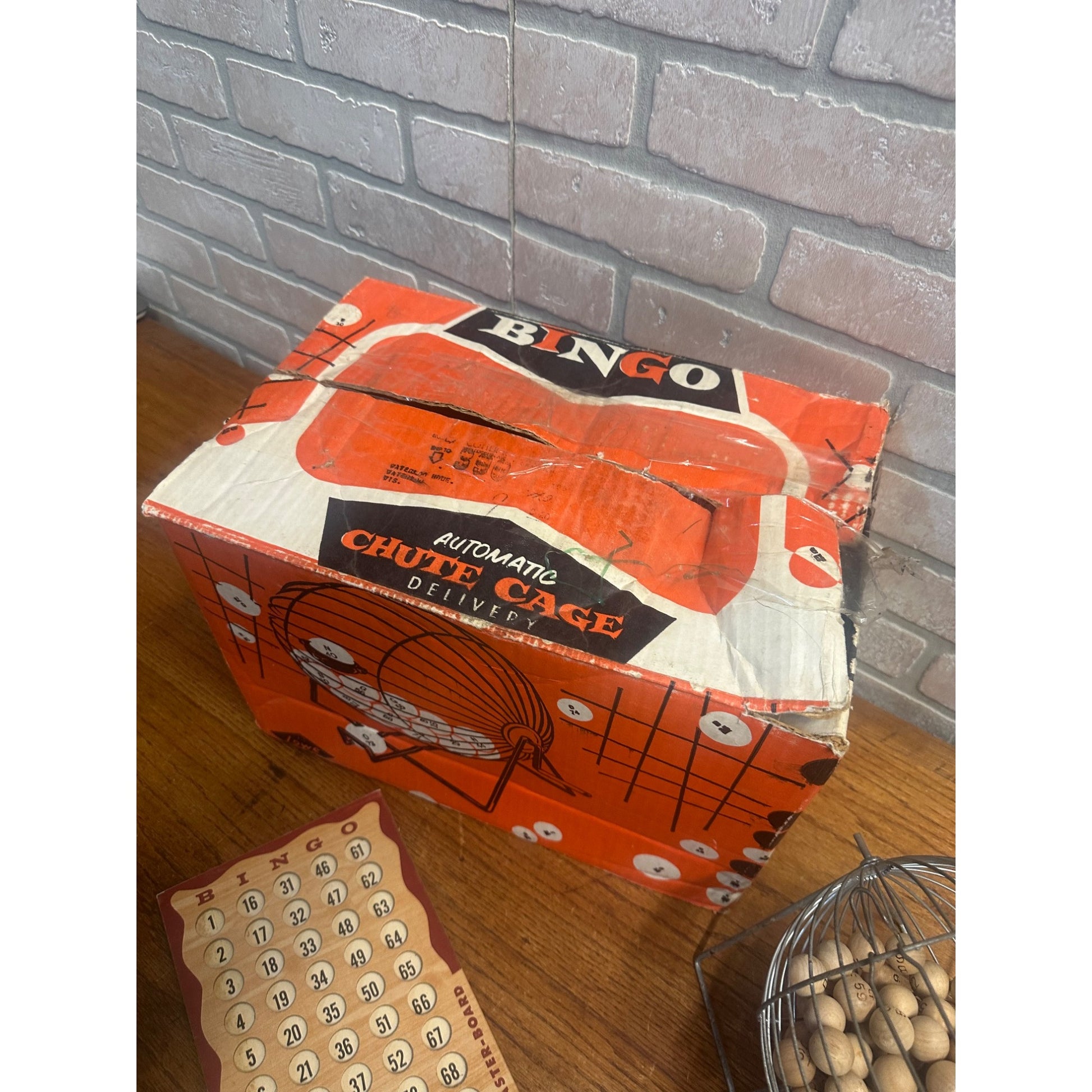 Lowe 1941 Bingo Party Set Cards, Master Board, Chute Cage, Balls, Box, Markers