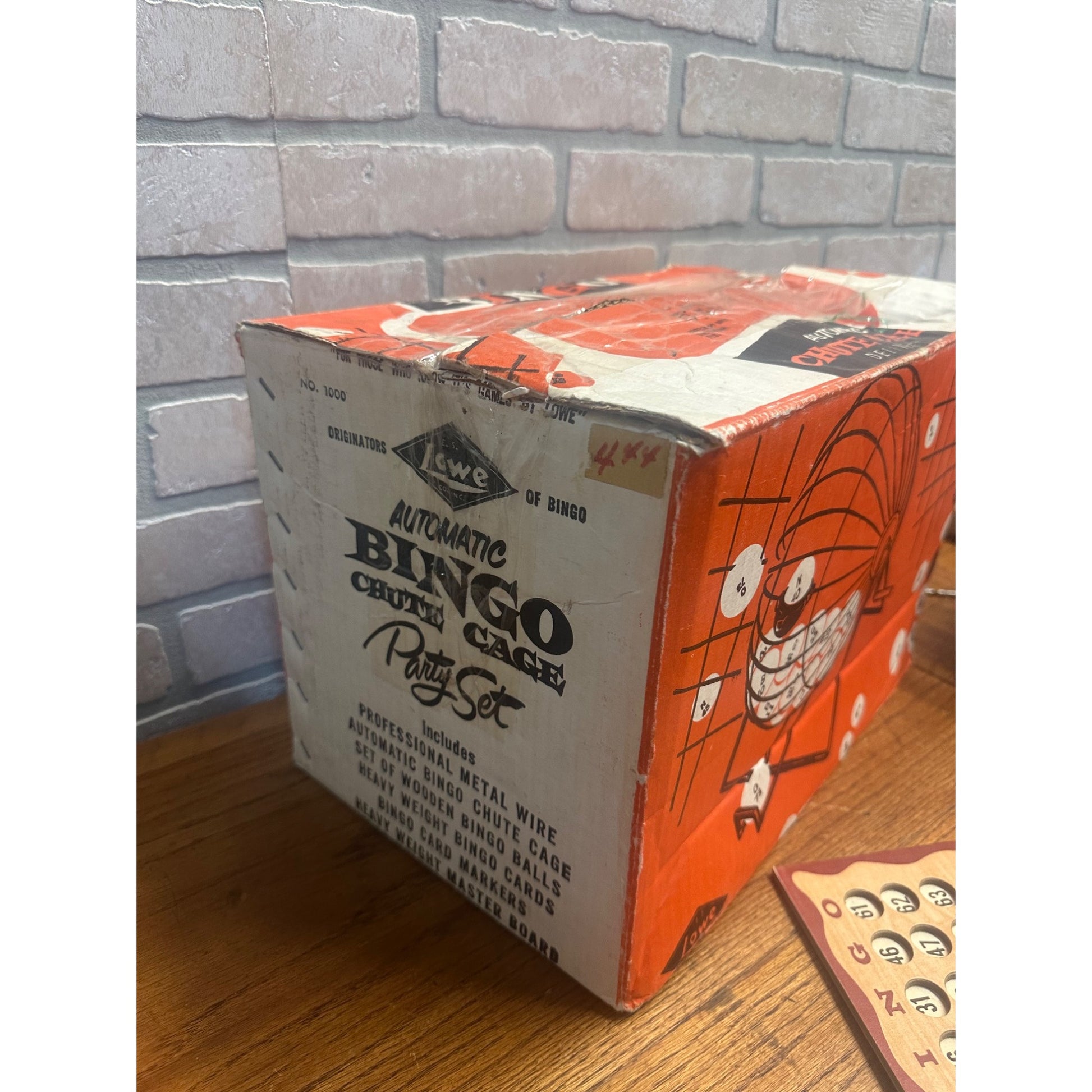 Lowe 1941 Bingo Party Set Cards, Master Board, Chute Cage, Balls, Box, Markers