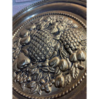 Vintage Embossed Brass Fruit Charger Tray Pineapple Grapes Wall Hanging 16.5"