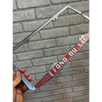 Vintage Fond du Lac Wisconsin Metal Booster License Plate Frame 1940s LARGE
