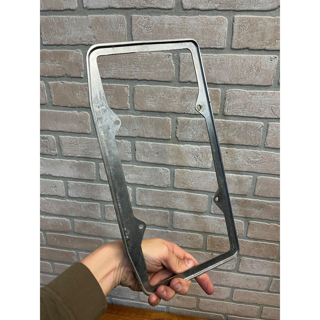 Vintage Fond du Lac Wisconsin Metal Booster License Plate Frame 1940s LARGE