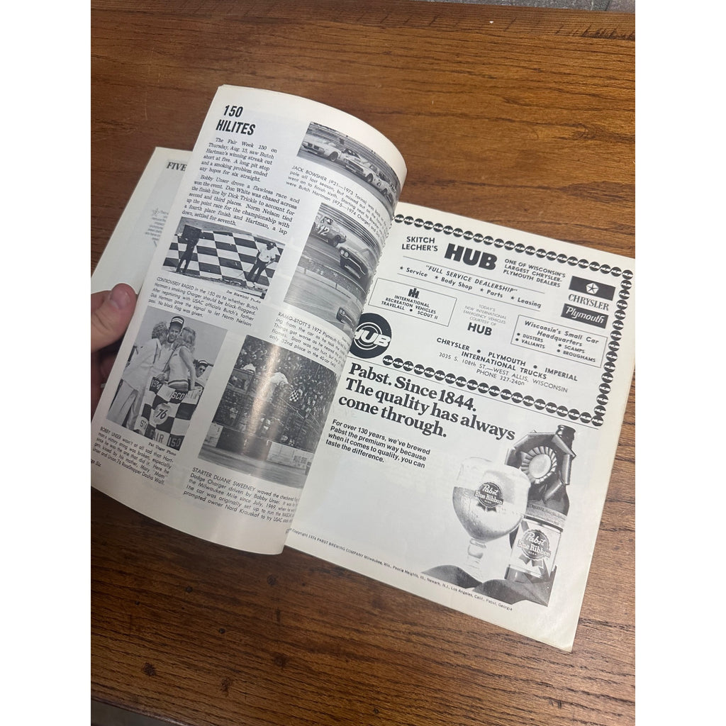 1974 Governor's Cup 250 Mile Race National Championship Souvenir Program Wisconsin
